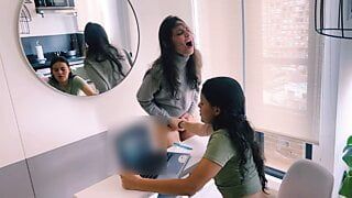 I leave the work meeting camera on while my girlfriend licks my pussy