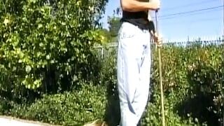 An amazing German blonde gets her holes smashed in the pool