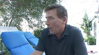 Before being allowed to go to the party the redhead must endure a rough drilling