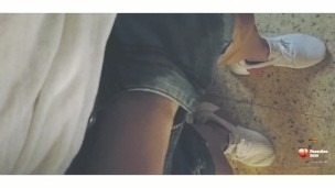 Handjob in the kitchen