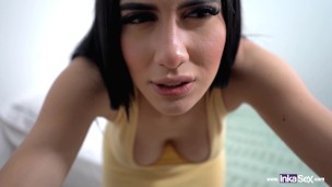 sweet girlfriend cheating to boyfriend with step-bro front to camera – Ambar prada