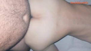 on all fours with a cum filled pussy